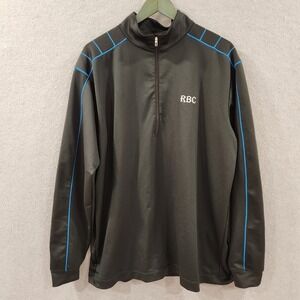 Nike‎ Golf Mens XL Dri-FIT 1/4 Zip Pullover Black Blue RBC Logo Stretch